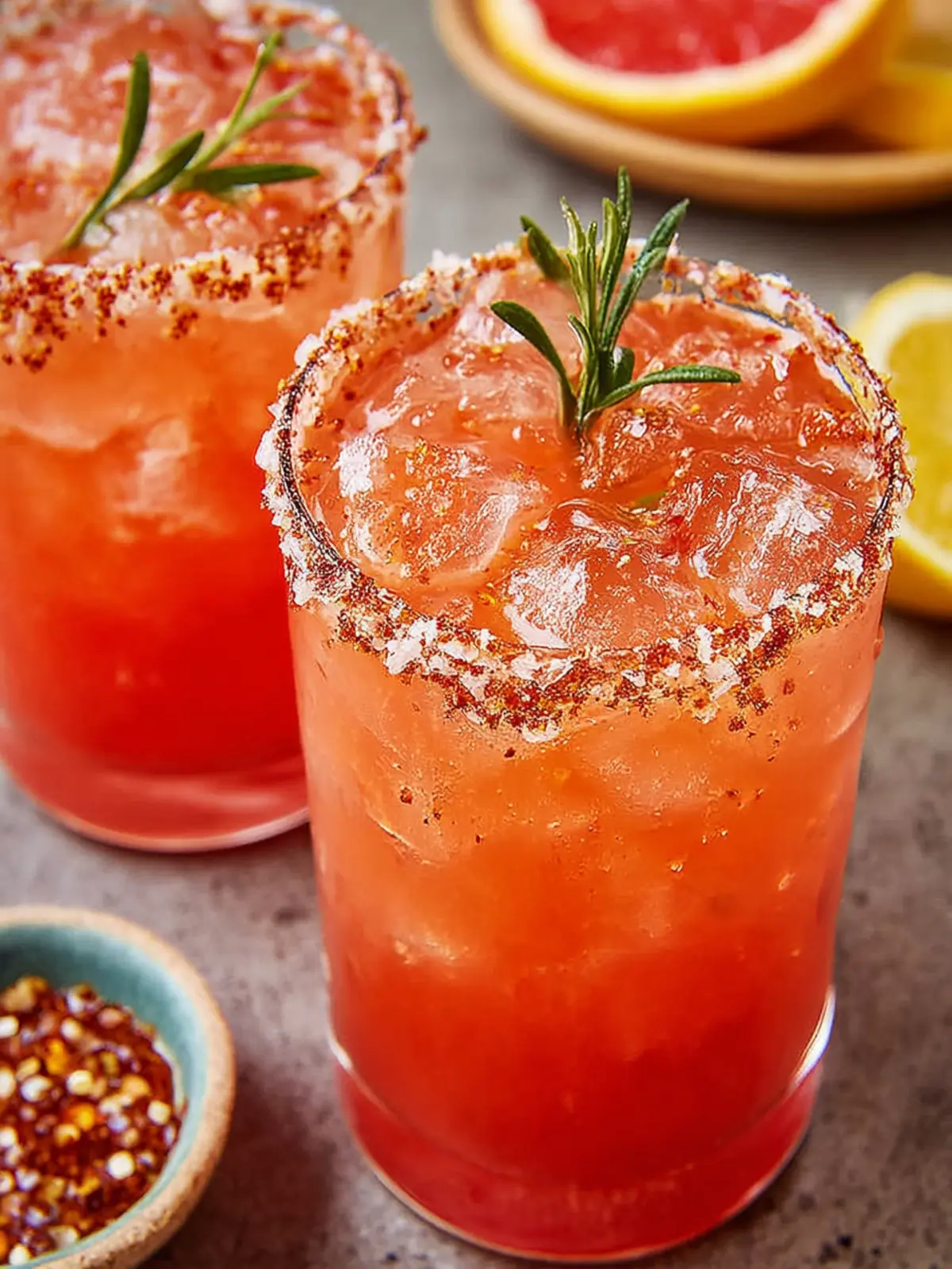 Rosemary Grapefruit Mocktail with a Sumac Salt Rim First Image