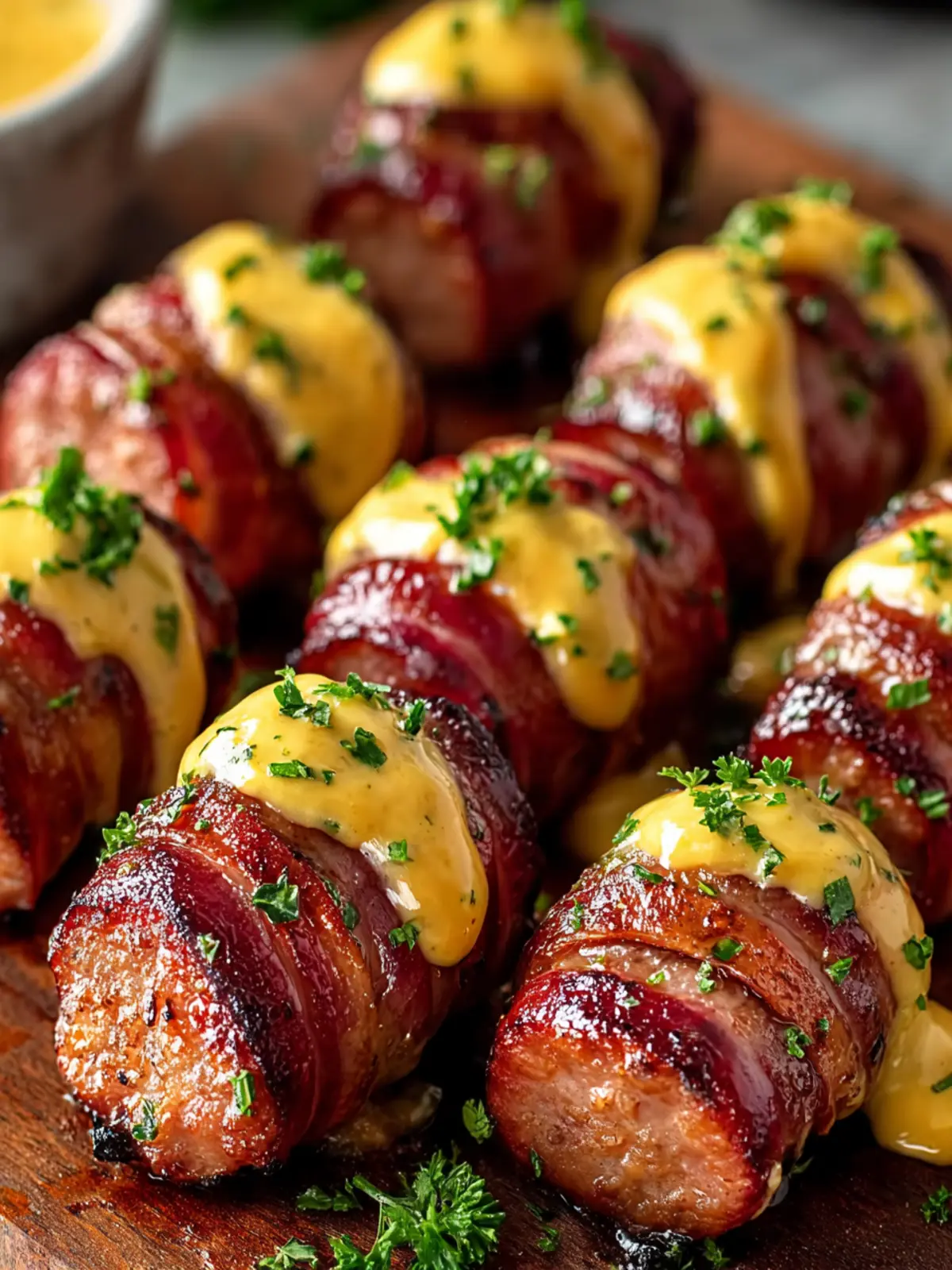 Irresistible Mustard Hasselback Beef Kielbasa Bites First Image