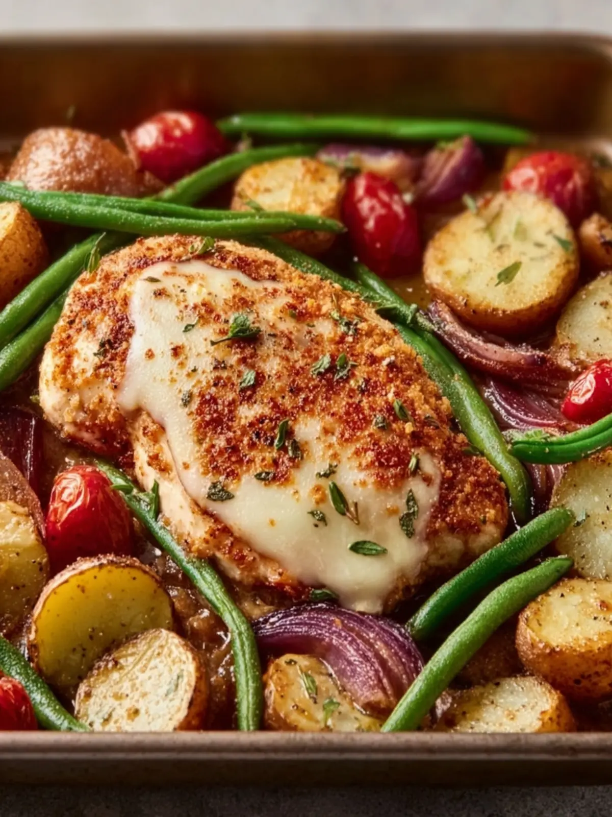 Healthy Chicken Parmesan with Roasted Veggies First Image