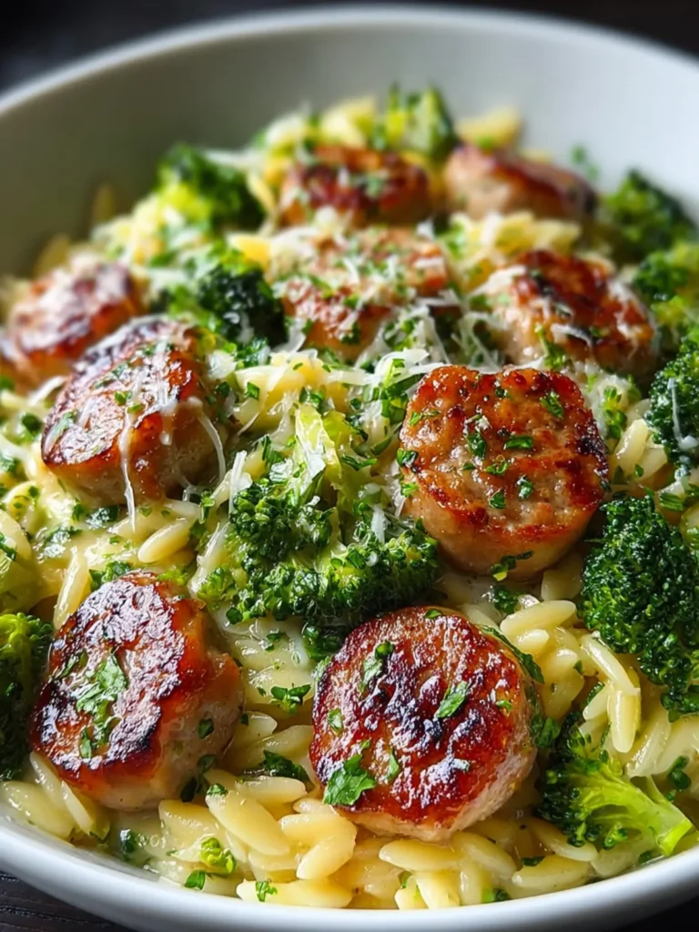Quick, Easy Chicken Sausage Broccoli Orzo: Full of Flavor First Image