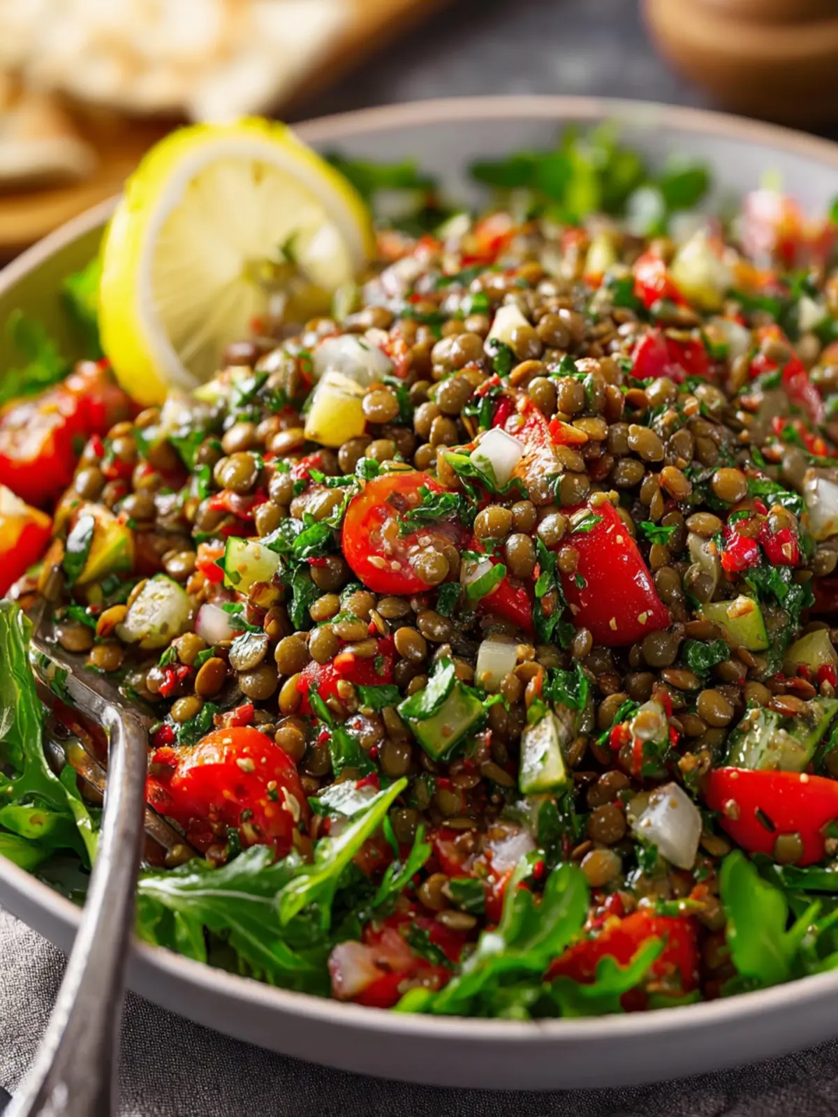 Mediterranean Chopped Lentil Salad with Lemon Dressing First Image