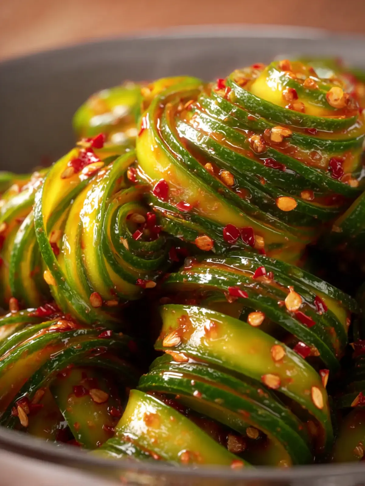 Spicy Spiral Cucumber Salad First Image