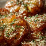 Garlic Butter Parmesan Smashed Potatoes First Image