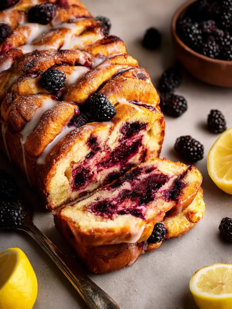 Roasted Blackberry Lemon Pull Apart Bread First Image