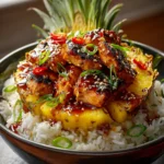 Tropical Teriyaki Chicken Pineapple Bowl and Coconut Rice First Image