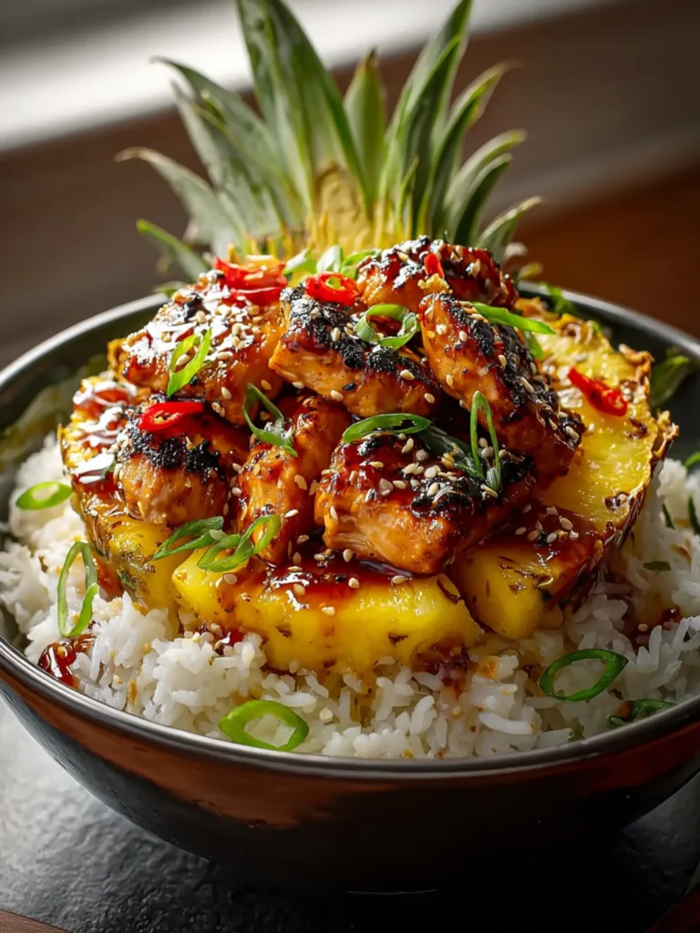 Tropical Teriyaki Chicken Pineapple Bowl and Coconut Rice First Image