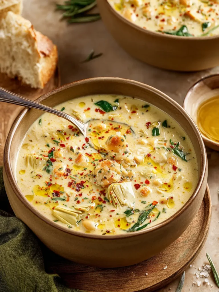 Creamy Tuscan Lemon Artichoke Soup First Image
