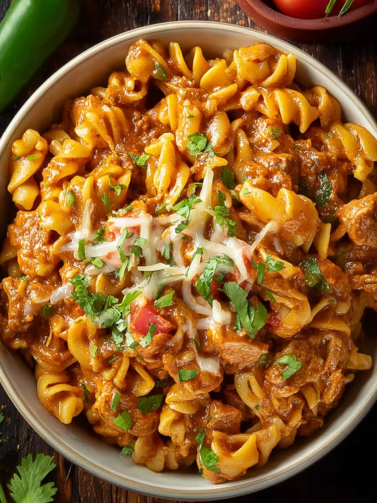 One Pot Cheesy Enchilada Pasta First Image