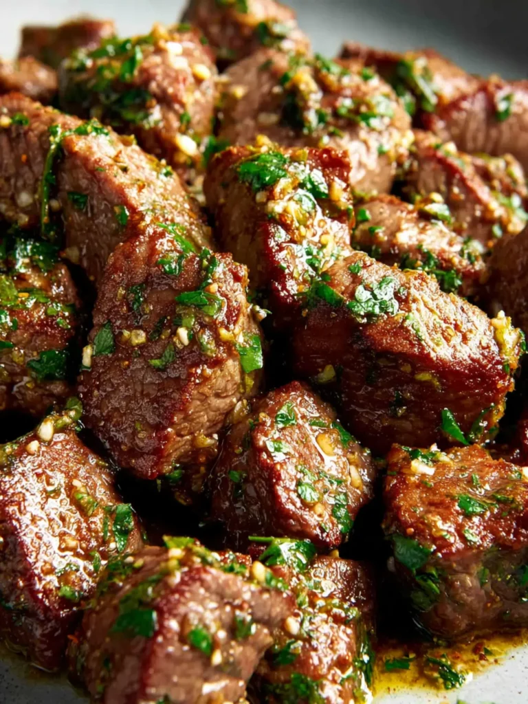 air fryer garlic butter steak bites First Image