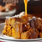 Crockpot Pumpkin Bread Pudding with Caramel Sauce First Image