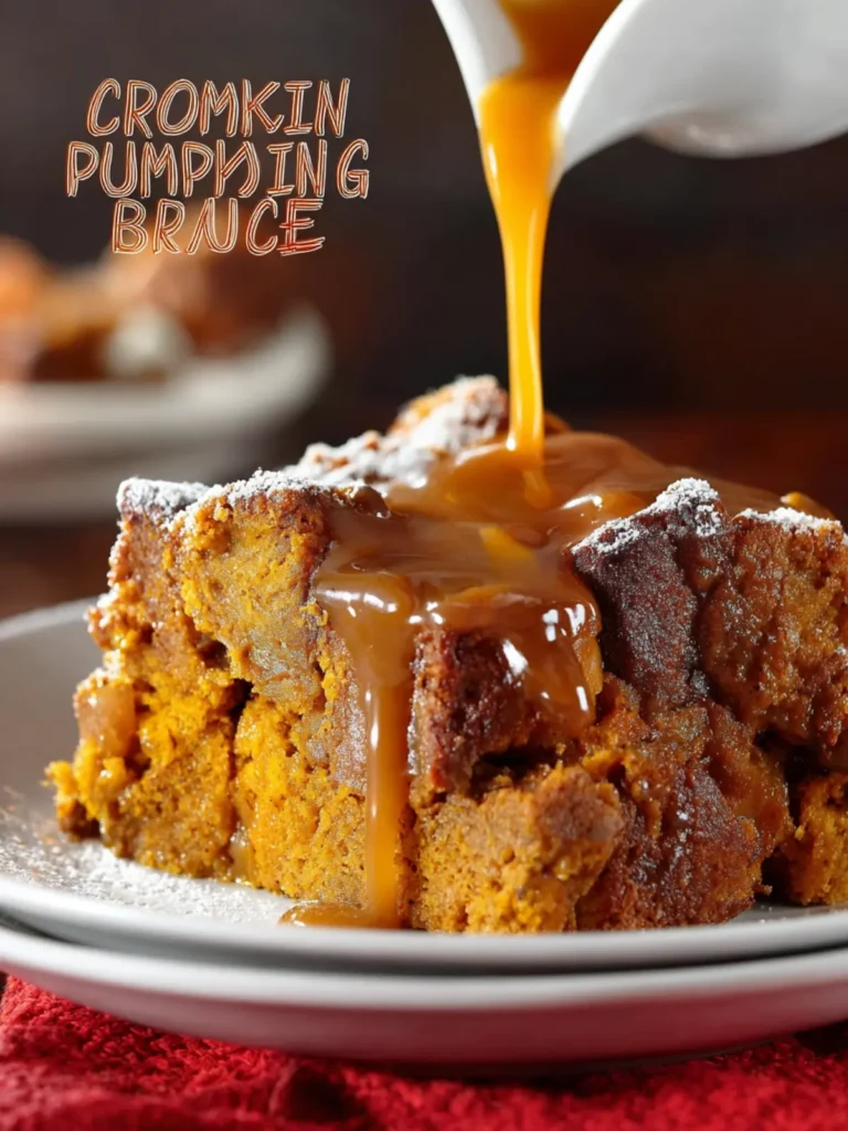 Crockpot Pumpkin Bread Pudding with Caramel Sauce First Image