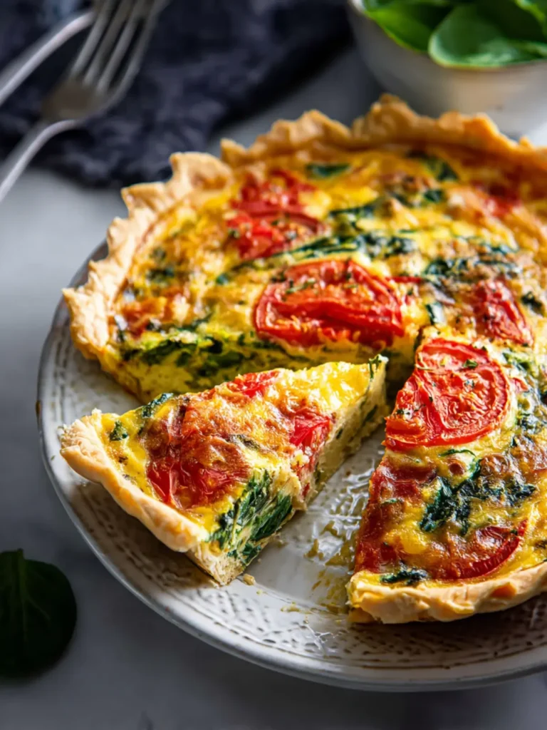 Simple Spinach Tomato Tortilla Quiche First Image