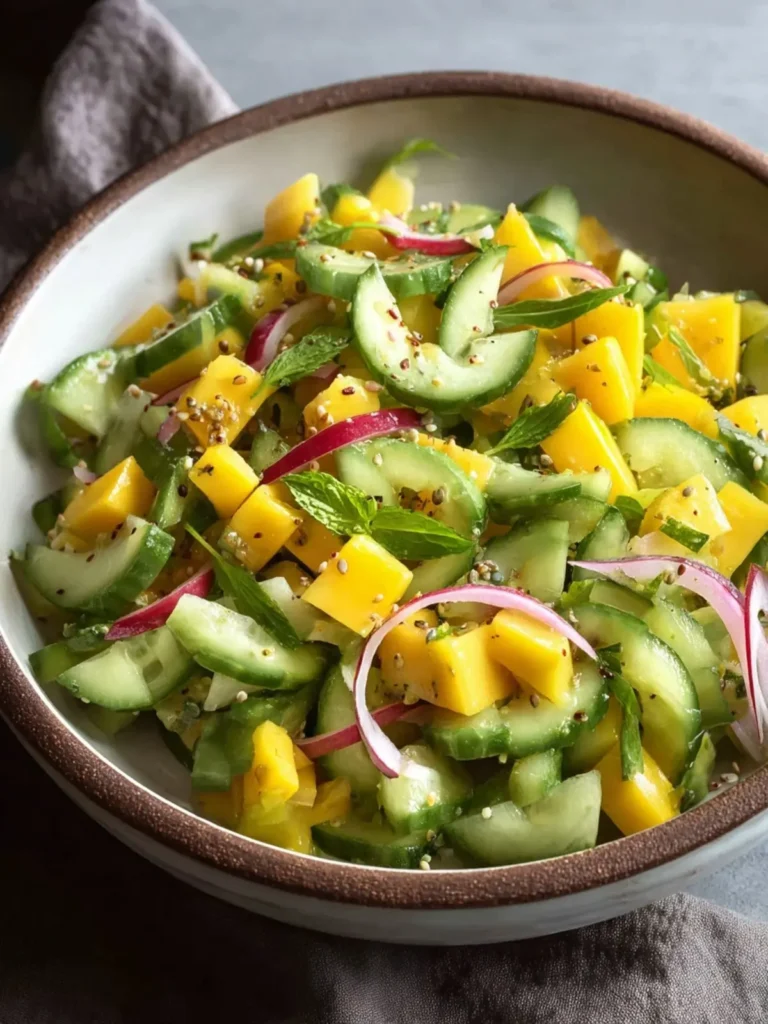 Fresh Cucumber Mango Salad with Sesame Lime Dressing First Image