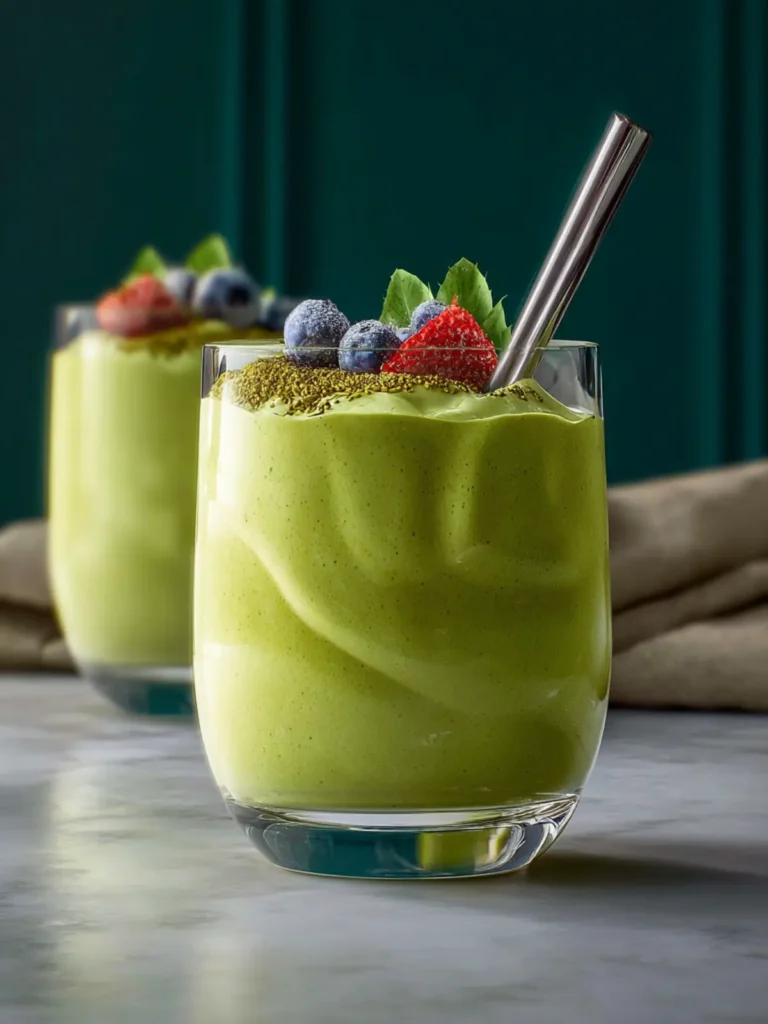 matcha smoothie greek yogurt steady energy easy breakfast First Image
